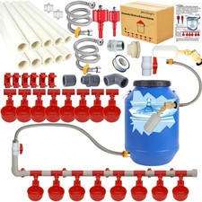 Complete Set Pipeline Automatic Chicken Waterer System 58 Chicken Water Cups...