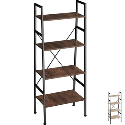 Leiterregal Standregal Treppenregal Regal 4 Ebenen Industrie Metall Holz schwarz