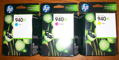 GENUINE HP 940XL Cyan Magenta Yellow HIGH YIELD Ink 8000 8500 3PACK NEW SEAL!