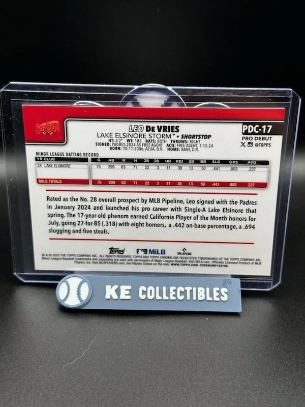 2025 Topps Pro Debut - Chrome Leo De Vries #PDC-17 Gold Mini-Diamond... - Image 3 of 3