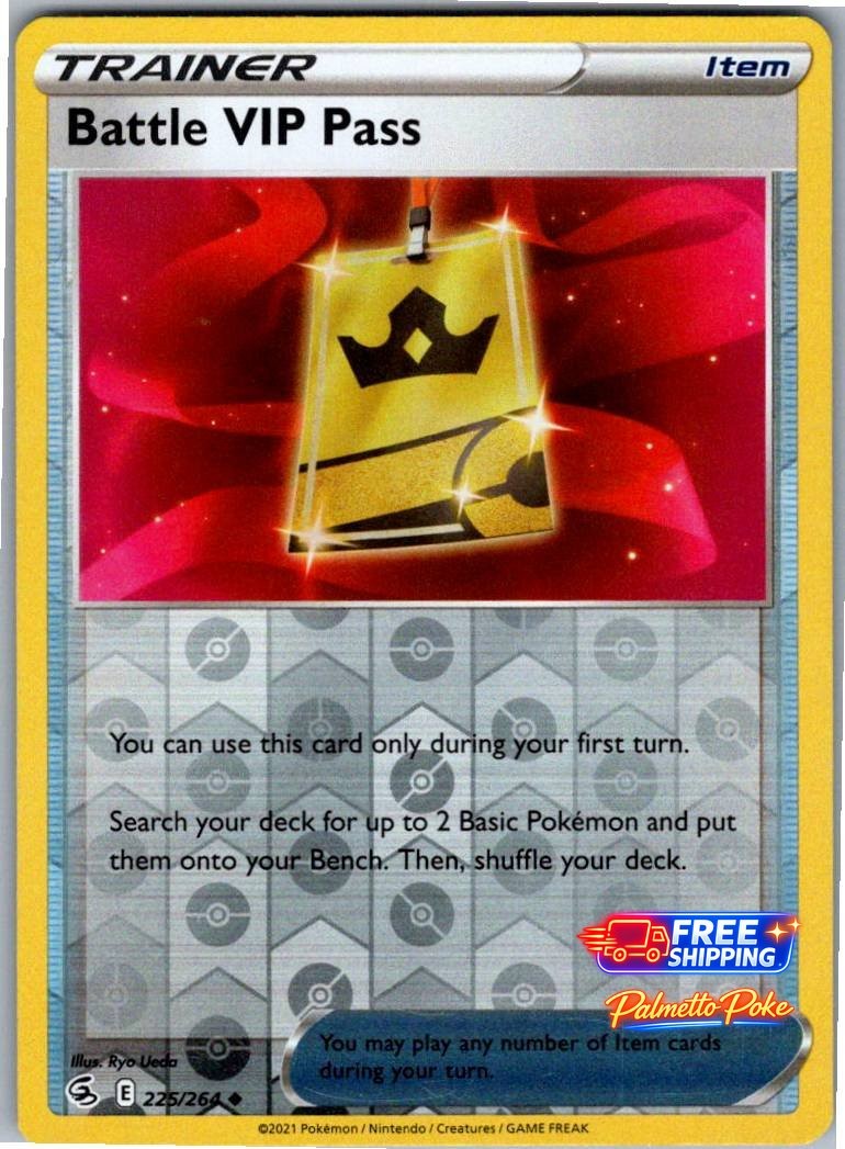 Battle VIP Pass 225/264 Reverse Holo Fusion Strike Pokemon NM/LP
