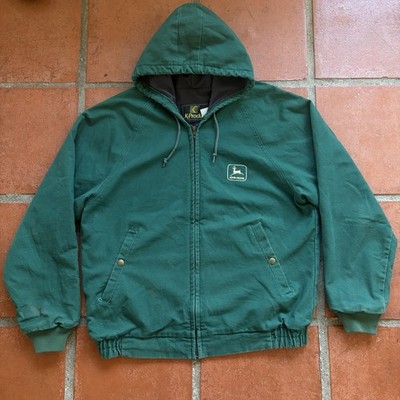 Vintage 90s John Deere K-Products Green Thermal Lined Hooded Jacket Men's Large
