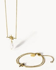 PURELEI•MC Windrose Gold•ZESTAW•Stal nierdzewna•Naszyjnik i armand • Perła