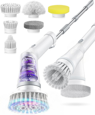 6-In-1 Electric Spin Scrubber, Cordless Power Scrubber with 47.2'' Long Extendabl