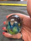 Lot of 2 Unique Hand Blown Glass Paper Weights Open Flower & Abstract Waves — photo 4