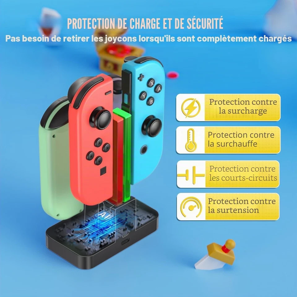 Station charge 4 Joy-Con Nintendo Switch OLED USB FASTSNAIL - Photo 4/4