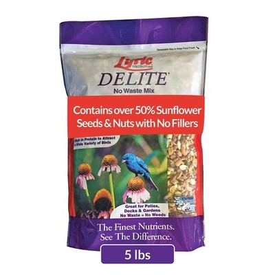 Lyric Delite Wild Bird Seed for Outside Feeders - No Waste Bird Food, Shell-F...