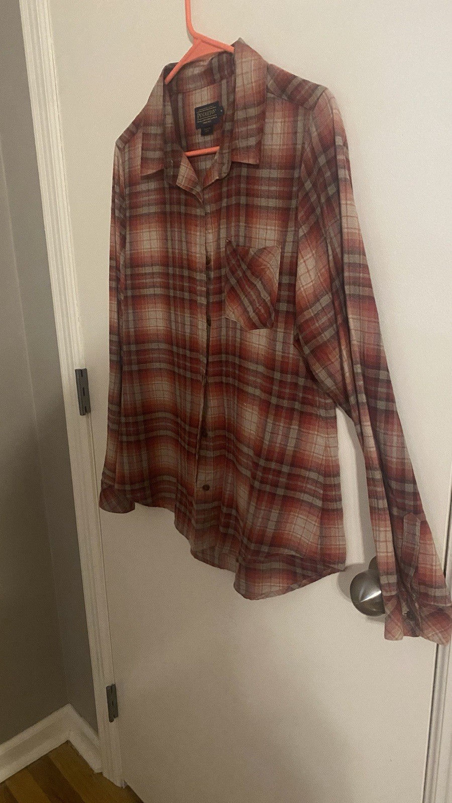 Pendleton, Medium Red Brown, Check Cotton Top For… - image 2