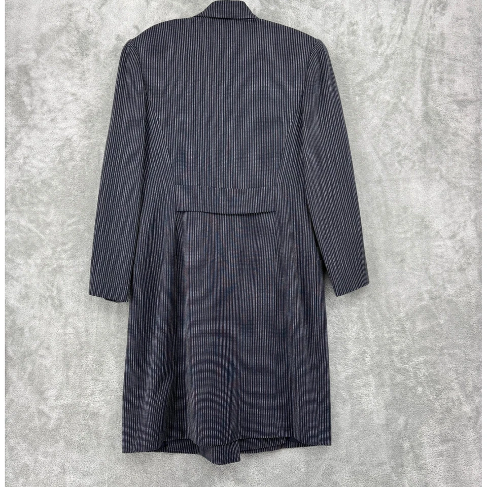 Jaqueta Ellen Tracy Feminina 10 Azul Marinho Listra de Giz Mistura de Lã Escritório Carreira Preppy Azul Marinho - Imagem 2 de 4