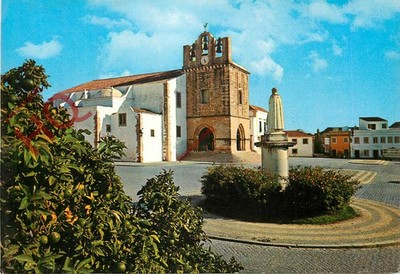Postkarte>>Faro, Estetua Ao Bispo D. Francisco Gomes De Avelar E Se, Kathedrale