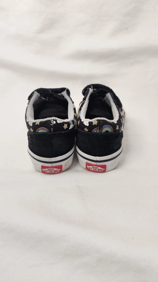 VANS Off the Wall Old Skool Shoes Black Suede & Rainbows Low Top Toddler Size 6 - Image 4 of 4