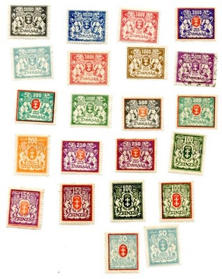 Danzig High Mark Stamp Lot 50 500000 Mark Mostly MNG 1 Used