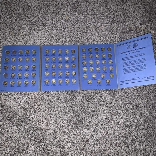 Mercury Head Dime Collection 1916-1945 Silver No. 9014 Album 75 Coins 75/77