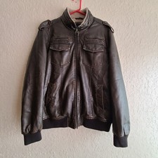 vintage tommy hilfiger leather jacket men  s Size L brown 4 pockets