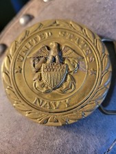 US Navy Belt Buckle Military Eagle Shield Anchors Vtg Baron Taiwan