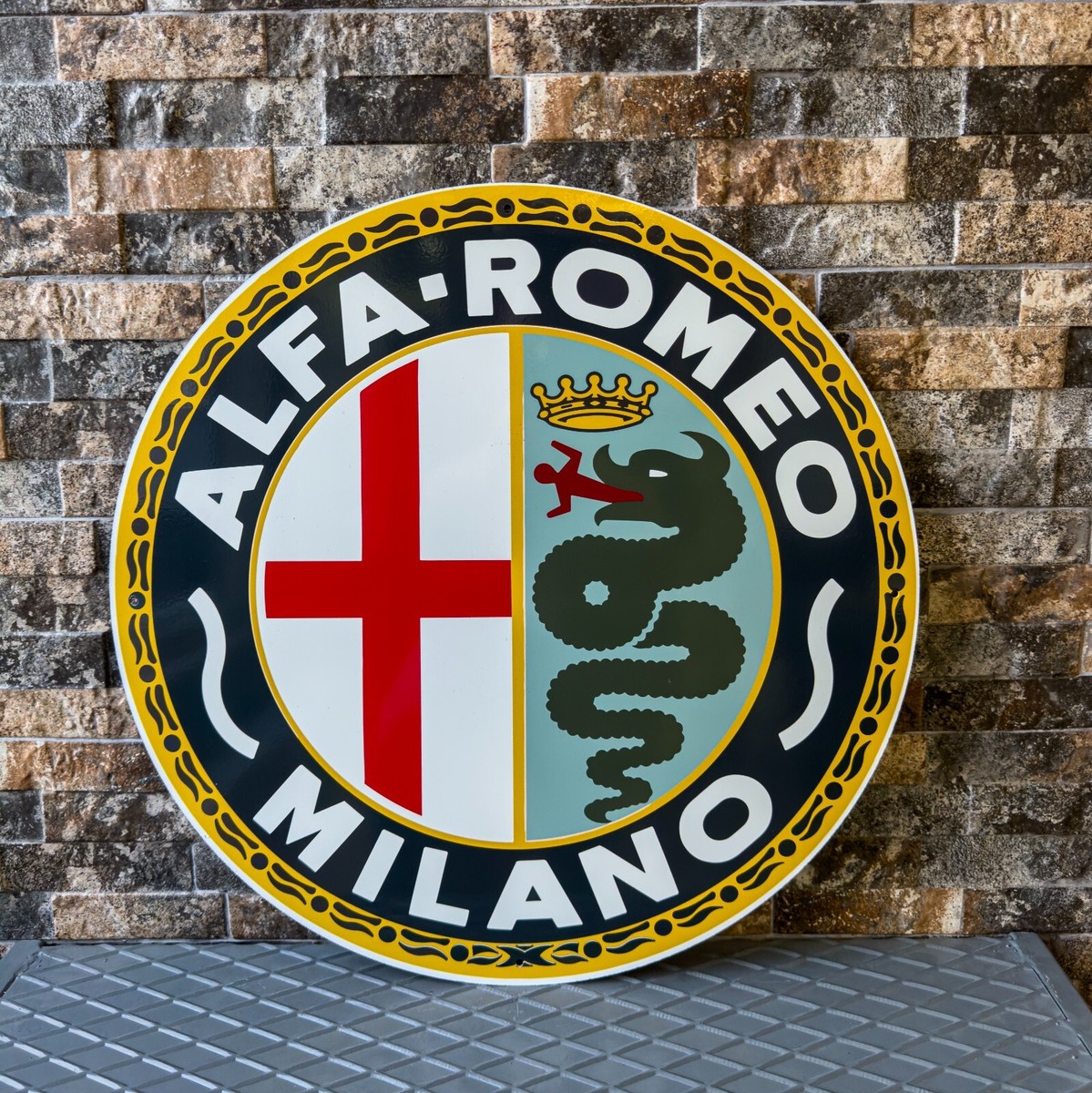 Vintage Rare Alfa Romeo Sign - 1950's Alfa Romeo MILANO sign