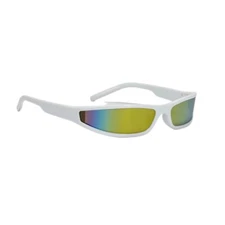 Swift Narrow Wrap Around White Frame Futuristic Sport Rainbow Rave Sunglasses
