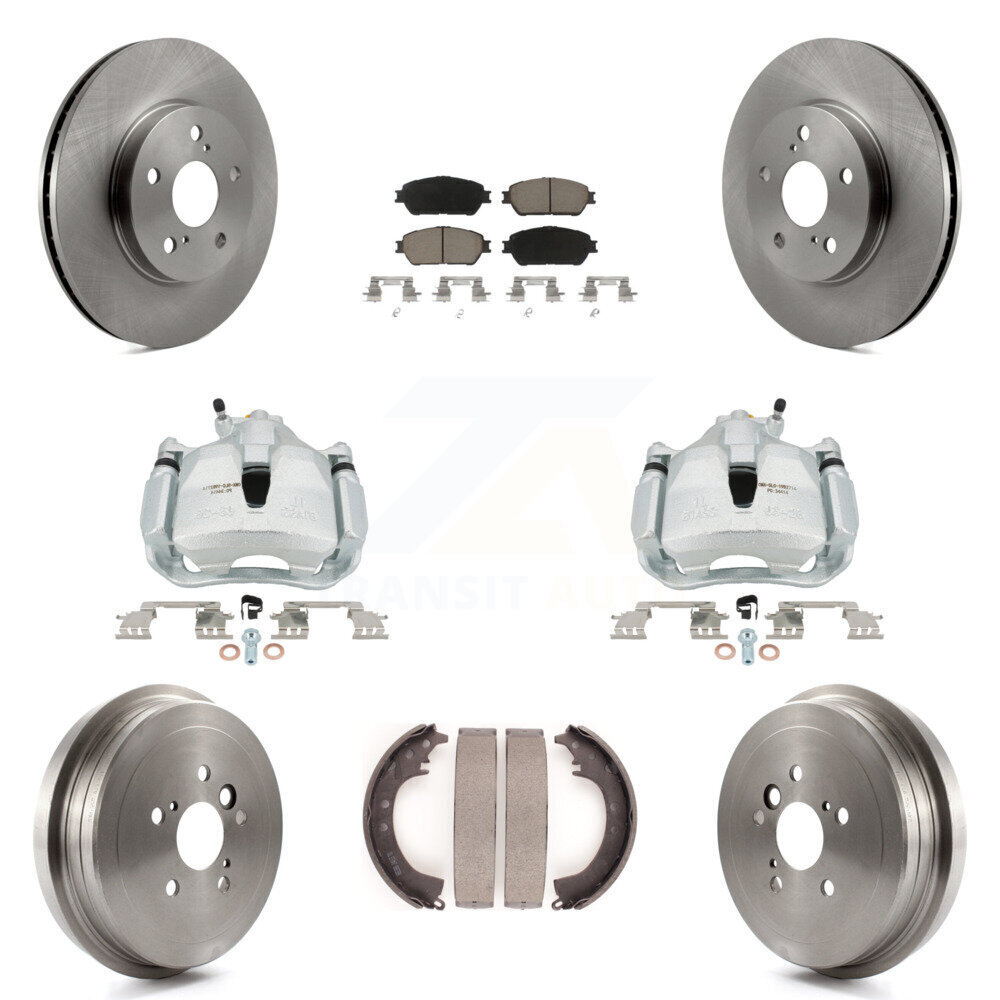 High-Performance Front Rear Disc Brake Caliper Rotors Drum Ceramic Pad Kit (8Pc) Compatible with Toyota Camry Models