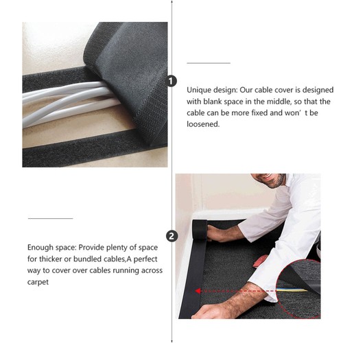 3 Meter Floor Cable Cover Protect Cords Cable Protector Hook and Loop Strap Tape - Afbeelding 11 van 12