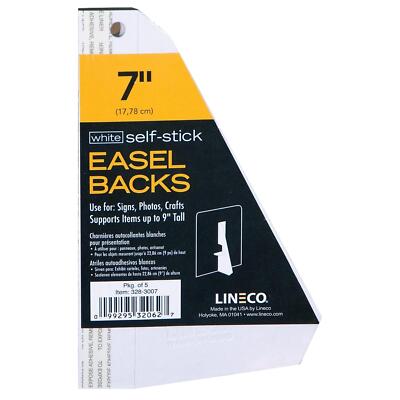 Lineco Staffelei Rückseite selbstklebend 7 Zoll (17,78 cm) weiß (5er-Pack)