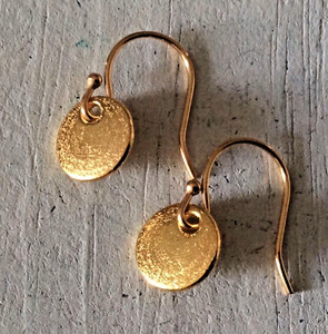 Authentic Gold Plated Sundance Charm Circle Coin Disc Artisan Jewelry Earrings