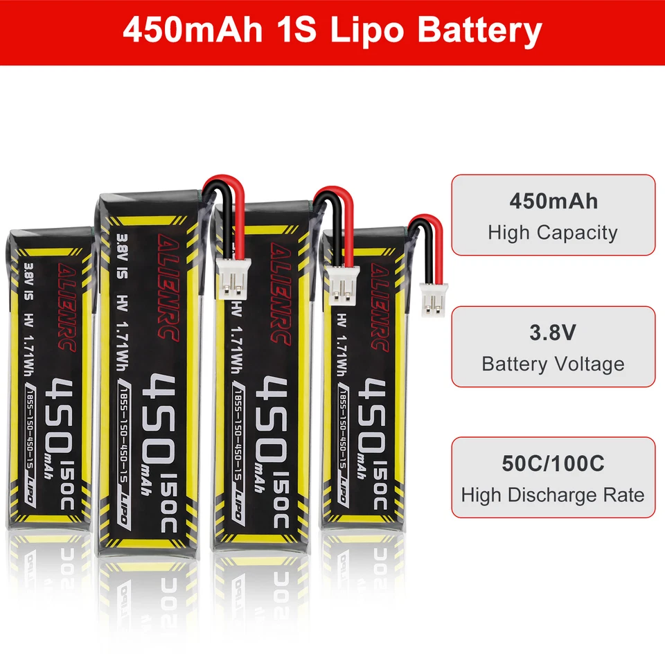 12 Stück 450 mAh Drohne Akku 3,8 V 150 C Lipo-Akku für RC Drohne Meteor75 Pro de - Bild 3 von 4