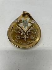 Vintage Murano Italian Art Glass Yellow Open Salt Dip Cellar Dish Beautiful