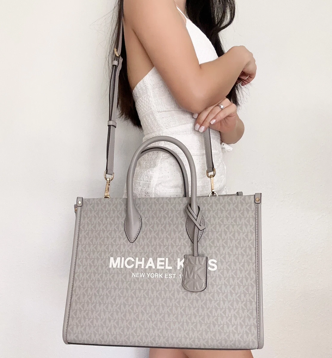  Michael Kors Mirella East West Medium Tote Pearl Grey