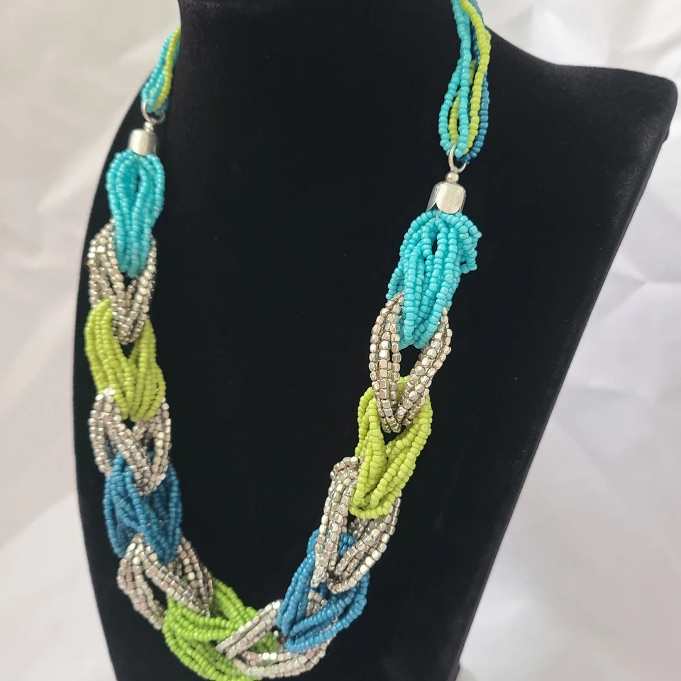 Susan Graver Necklace Turquoise/Green Multi-Stranded Beaded w/ Box - Image 3 of 4