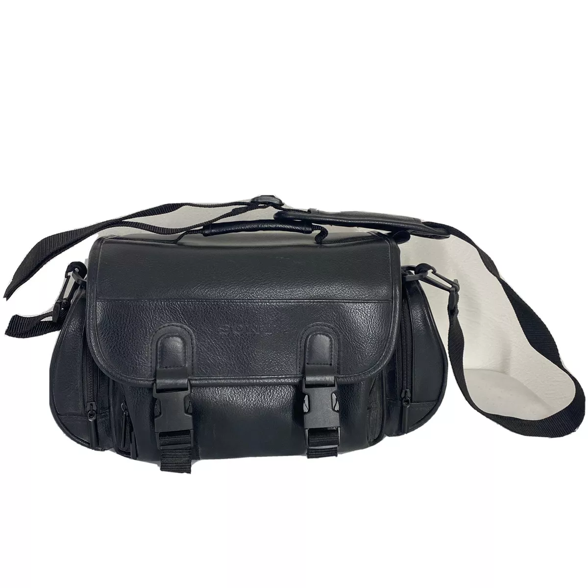 Vintage Sony Black Leather Video Camera Bag Camcorder Carrying