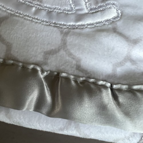 Mary Jane & Buster Rocking Horse Baby Blanket Gray White Silky Satin Edge - Picture 6 of 10