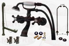Oil Rubbed Bronze Clawfoot Tub Faucet Package Kit With  Drain, Supplies, & Stops