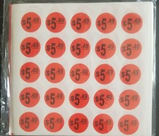 PRICE POINT RETAIL LABELS STICKER 500 Labels 1" Round RED  5.49 Retail Price