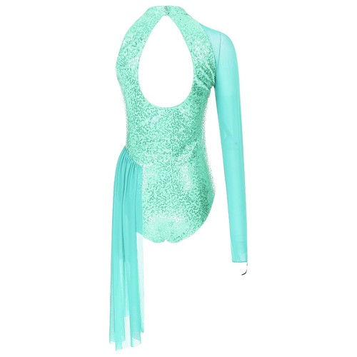 Women Sparkle Sequined Leotard Dress Tassel Ballroom Latin Jazz Dance Costume - Picture 16 of 54