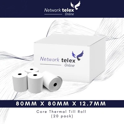 NETWORK TELEX TILL ROLLS 80mm BOX OF 40 ROLLS. UK MADE. FREE DELIVERY TH80