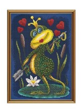 Bead Embroidery Kit - Frog Princess - 8" X 11" Frogs Home Decor Gift Set DIY