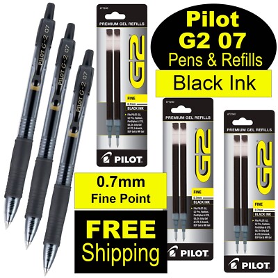 Pilot G2 07 31020 Pens Refills, Black Gel Ink, Fine Rollerball Pen 