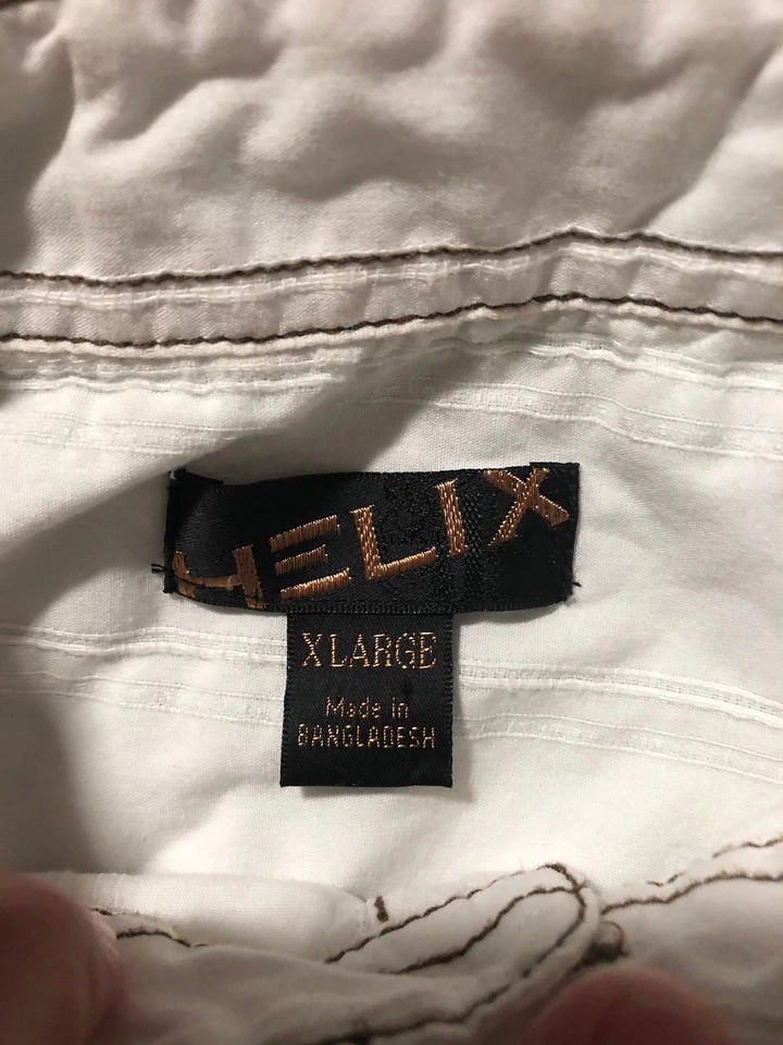 HELIX Shirt mens XL pearl snap long sleeve Embroidered KE7 - Image 3 of 4