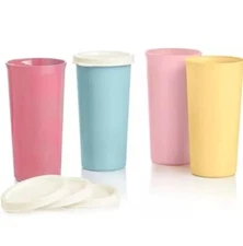 Tupperware Pastel 12oz Tumblers (Set of 4) with lids (NEW)