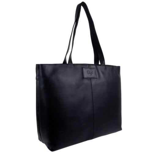 GiGi Cuero Mujer Grande Negro Bolso de Cuero / Bolsa de Hombro - Imagen 1 de 6