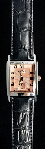 Rotary Salmon Sub-Dial Tank Men's Quartz Swiss Watch -- Working, 29 x 32mm Case - Picture 6 of 8