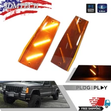 Amber Full Front Side Marker Corner Lamps For Jeep Cherokee XJ Wagoneer Comanche