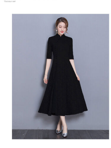 Modern Cheongsam Women Lace Qipao Chinese Dress Long Party Dress - Picture 5 of 27