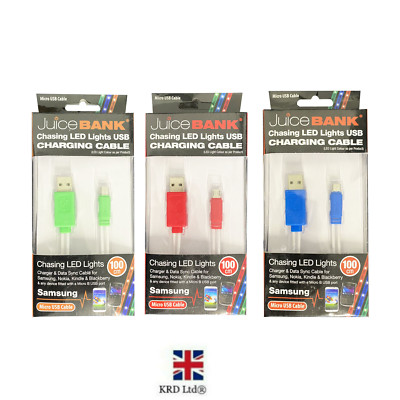 LED USB Cable Android Charging Lead Light up Data Sync Cable Micro-B ...