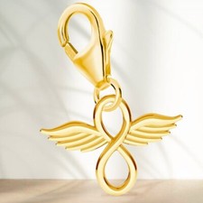 Unendlichkeit Engel-Fl&uuml;gel Charm 925 Sterling-Silber Gold vergoldet f&uuml;r Armband
