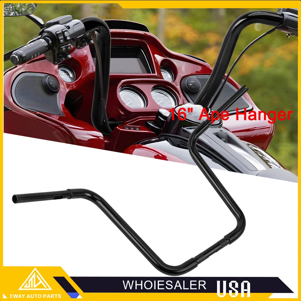 Manillar de barra de suspensión Rise 16" Ape para Harley Touring Dyna Road King Road Glide Foto 4 de 4