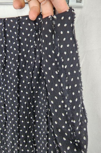 Dana Buchman Retro Pinup Grunge Women's Dotted Silk Frayed Skirt sz 14 - Imagen 6 de 8