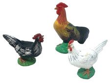 3 Schleich Animal Figures 1983 / 1985 - 1x Rooster, 1x Hen White, 1x Hen Black
