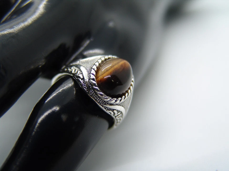 Fashion Rings Stainless Steel  8mm Onyx tiger eye Stone Men/Women Size 6-13  #11 - Image 2 of 4