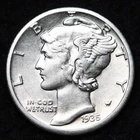 1935-S Mercury Silver Dime AU FREE SHIPPING